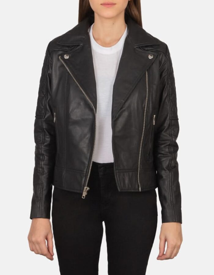 Carolyn Quilted Black Biker Jacket - Leather Clan