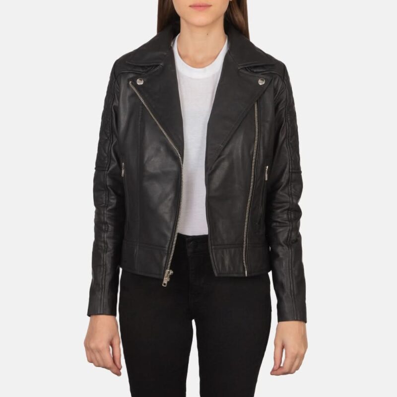 Carolyn Quilted Black Biker Jacket - Leather Clan
