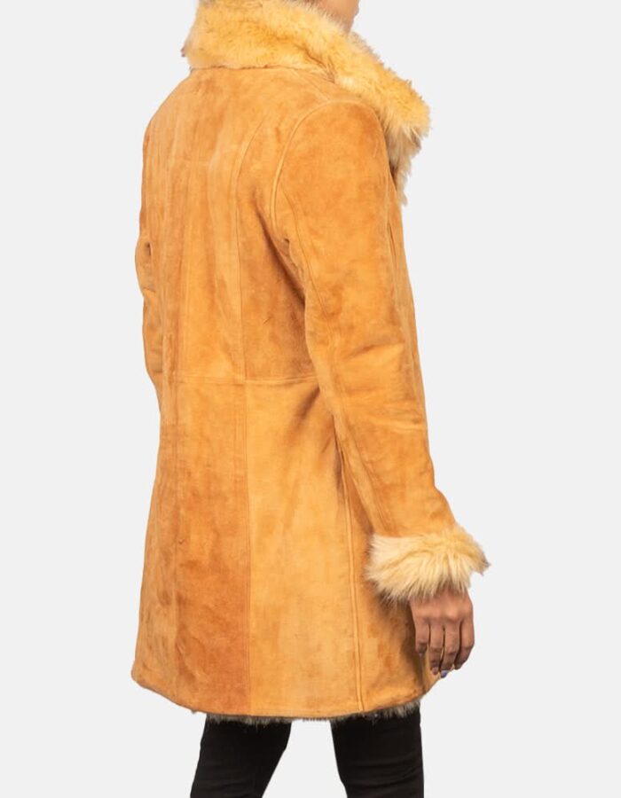 Erica Shearling Beige Leather Coat - Leather Clan