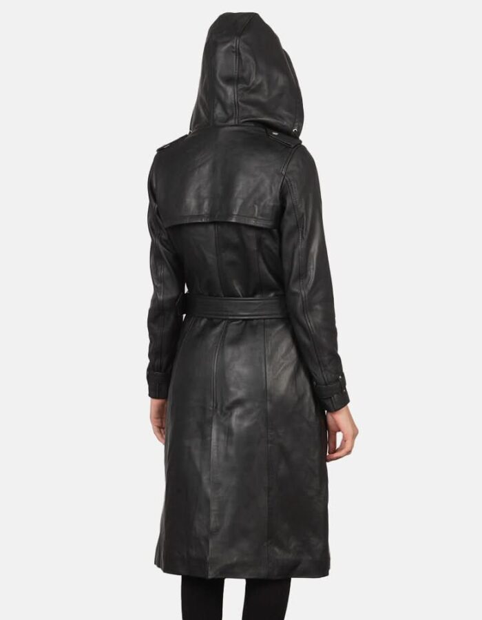 Fixon Hooded Black Trench Coat - Leather Clan