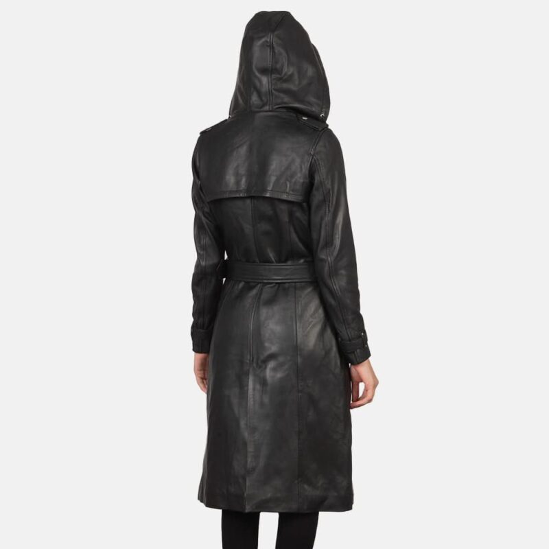 Fixon Hooded Black Trench Coat - Leather Clan