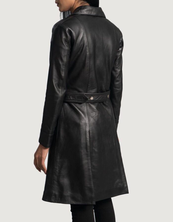 Moonlight Black Leather Trench Coat - Leather Clan