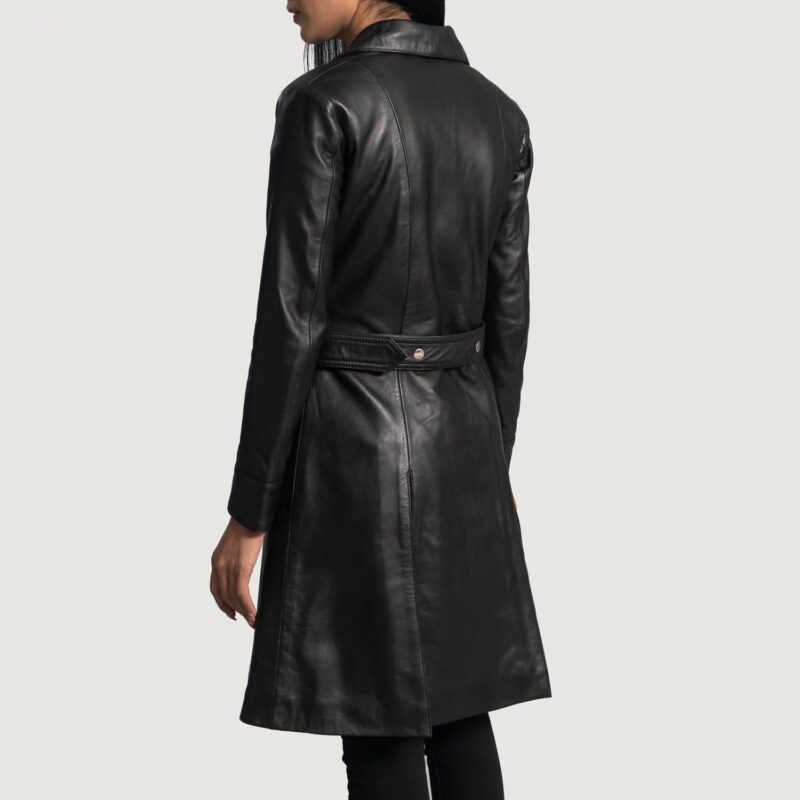 Moonlight Black Leather Trench Coat - Leather Clan
