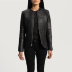 Nexi Quilted Black Leather Jacket