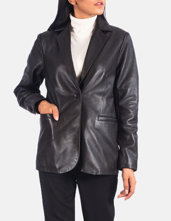 Norma Brown Leather Blazer - Leather Clan