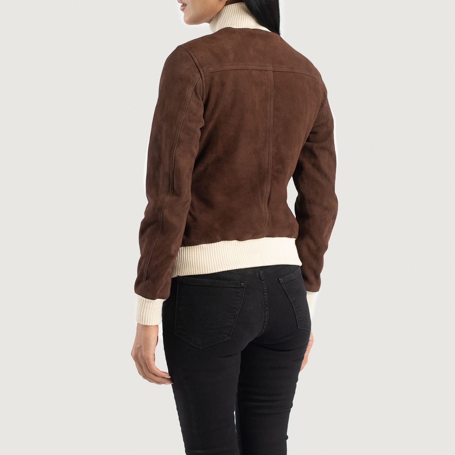 Sasha A1 Mocha Suede Bomber Jacket - Leather Clan