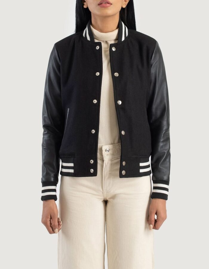 Savant Black Hybrid Varsity Jacket - Leather Clan