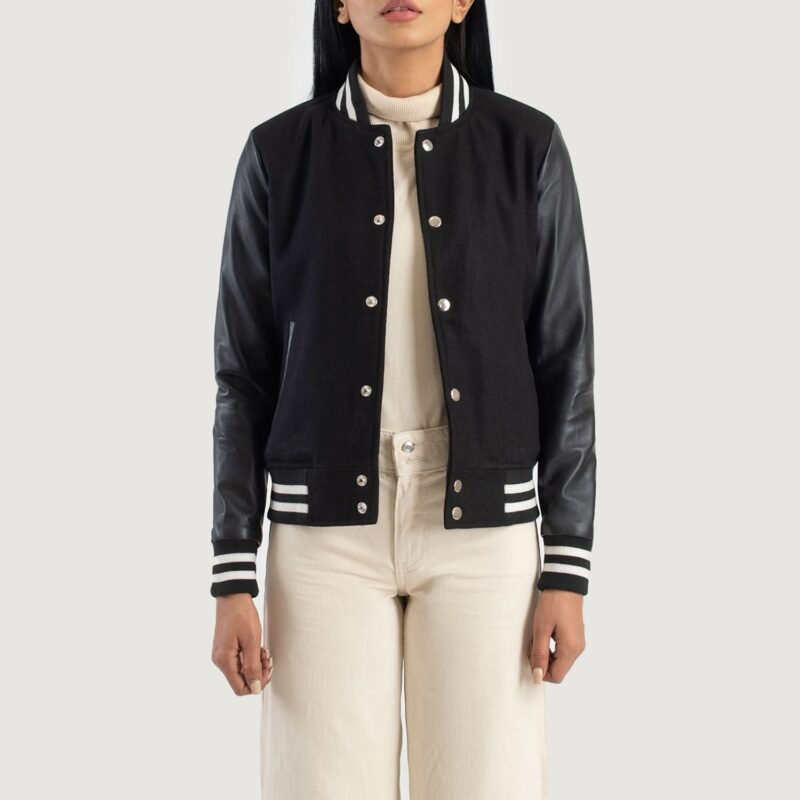 Savant Black Hybrid Varsity Jacket - Leather Clan