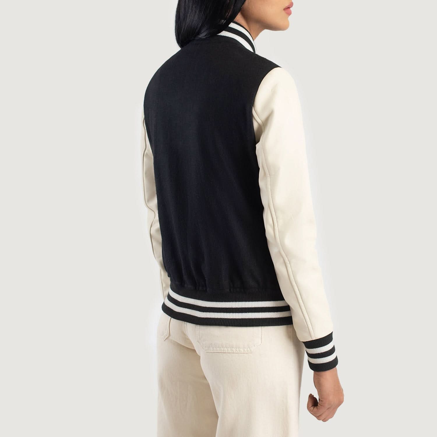 Savant Black & White Hybrid Varsity Jacket - Leather Clan