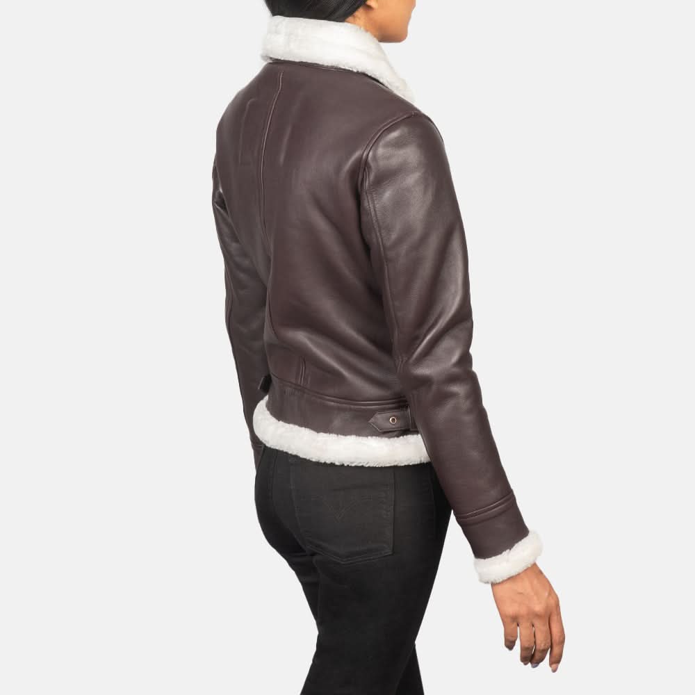 Sherilyn B-3 Maroon Leather Bomber Jacket - Leather Clan