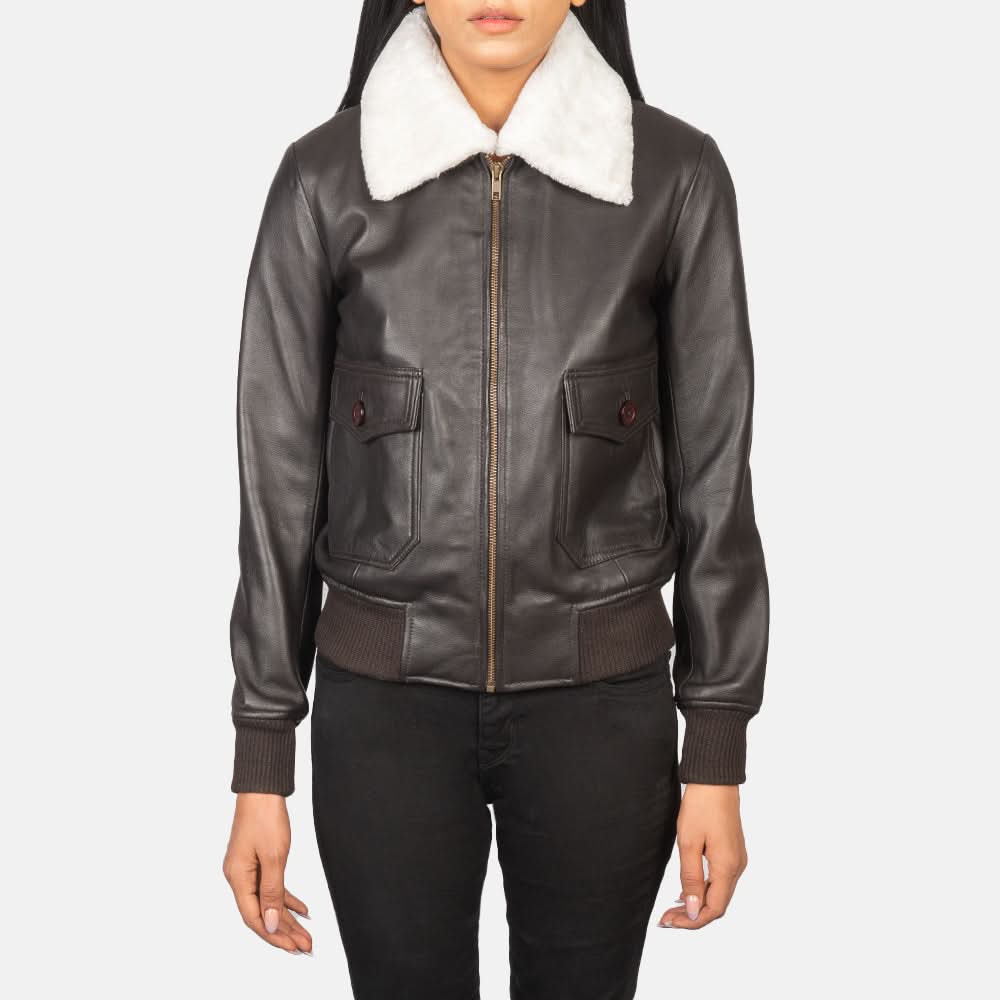 Stella G-1 Brown Leather Bomber Jacket - Leather Clan