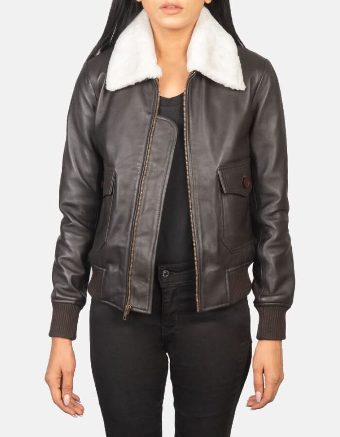 Stella G-1 Brown Leather Bomber Jacket - Leather Clan