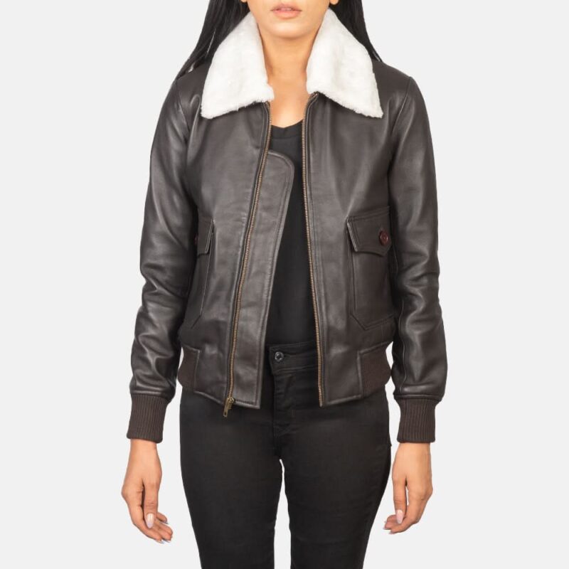 Stella G-1 Brown Leather Bomber Jacket - Leather Clan