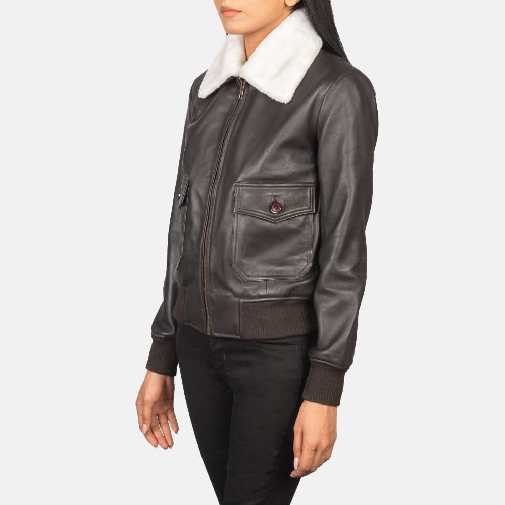 Stella G-1 Brown Leather Bomber Jacket - Leather Clan