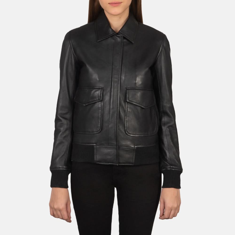 Westa A-2 Black Leather Bomber Jacket - Leather Clan