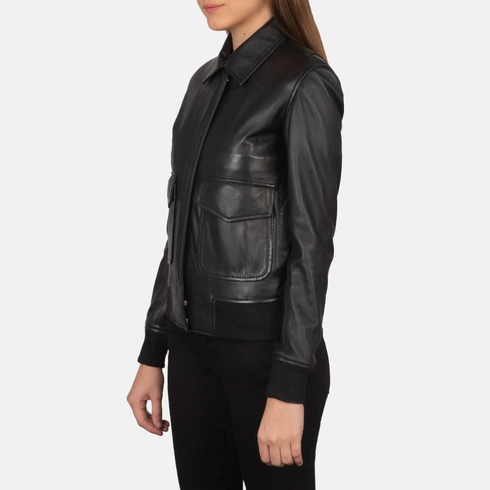 Westa A-2 Black Leather Bomber Jacket - Leather Clan