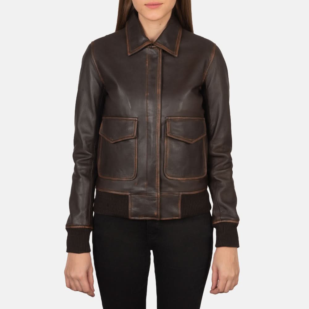 Westa A-2 Brown Leather Bomber Jacket - Leather Clan