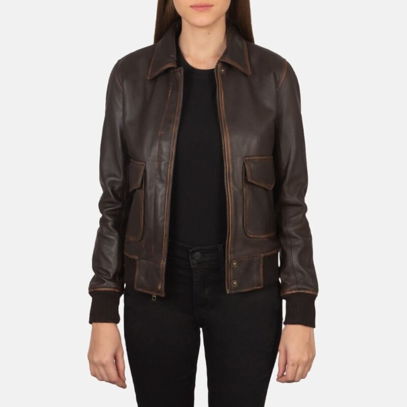 Westa A-2 Brown Leather Bomber Jacket - Leather Clan