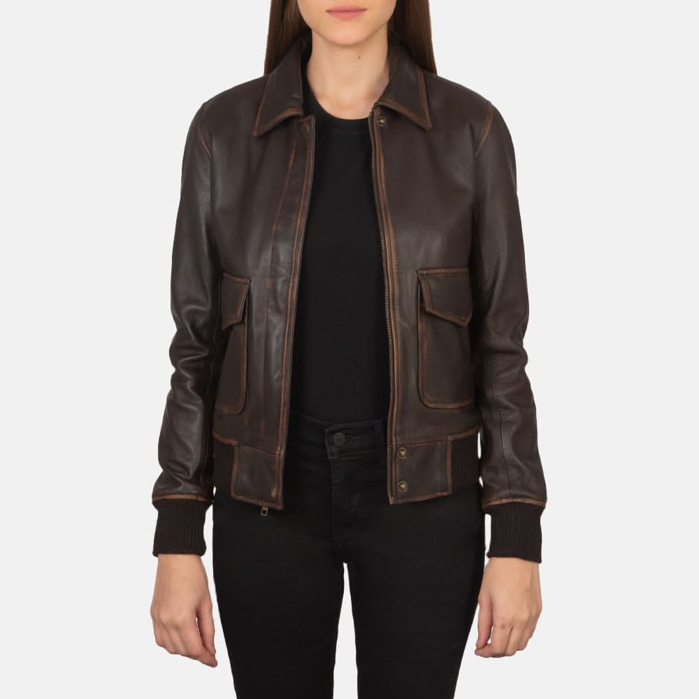 Westa A-2 Brown Leather Bomber Jacket - Leather Clan