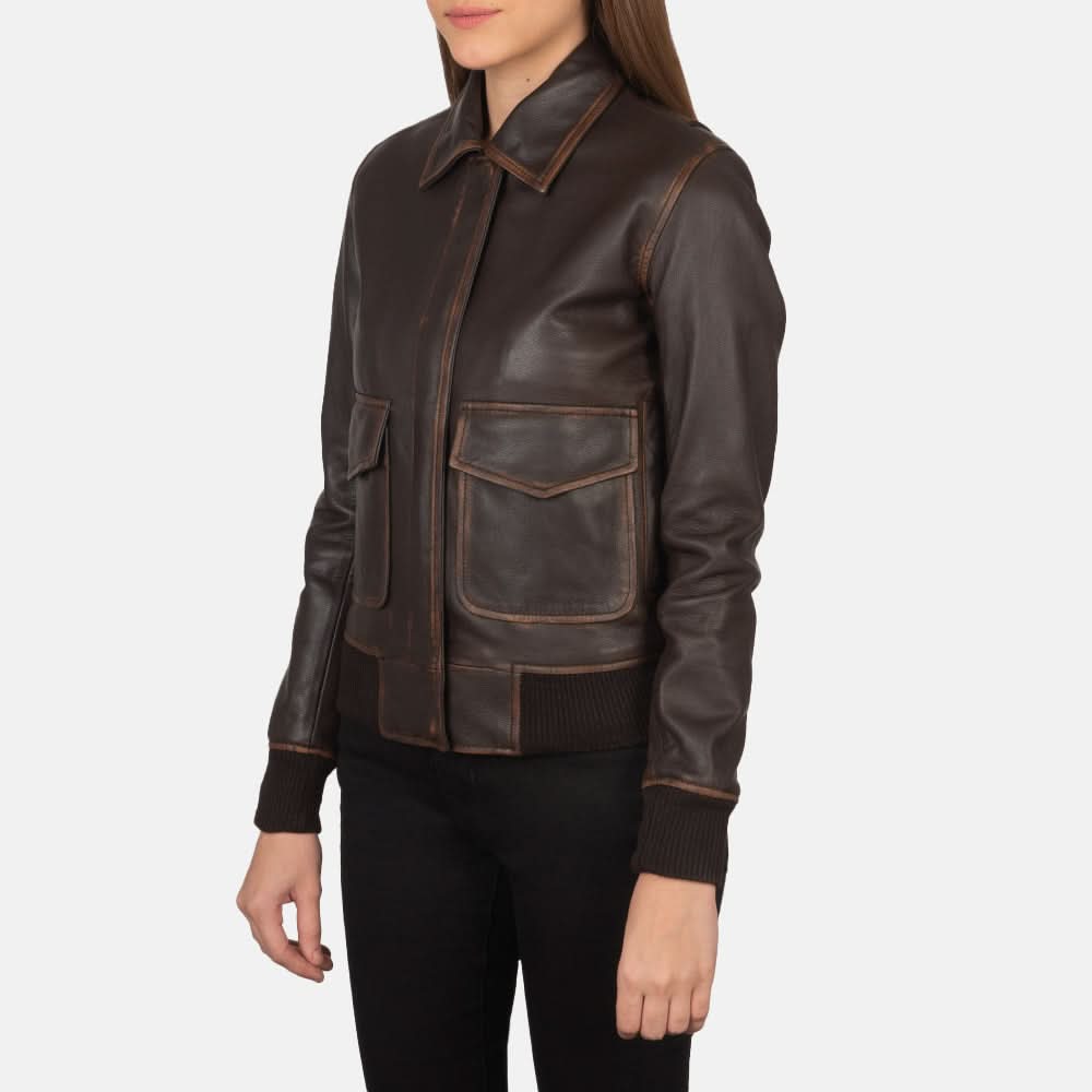 Westa A-2 Brown Leather Bomber Jacket - Leather Clan