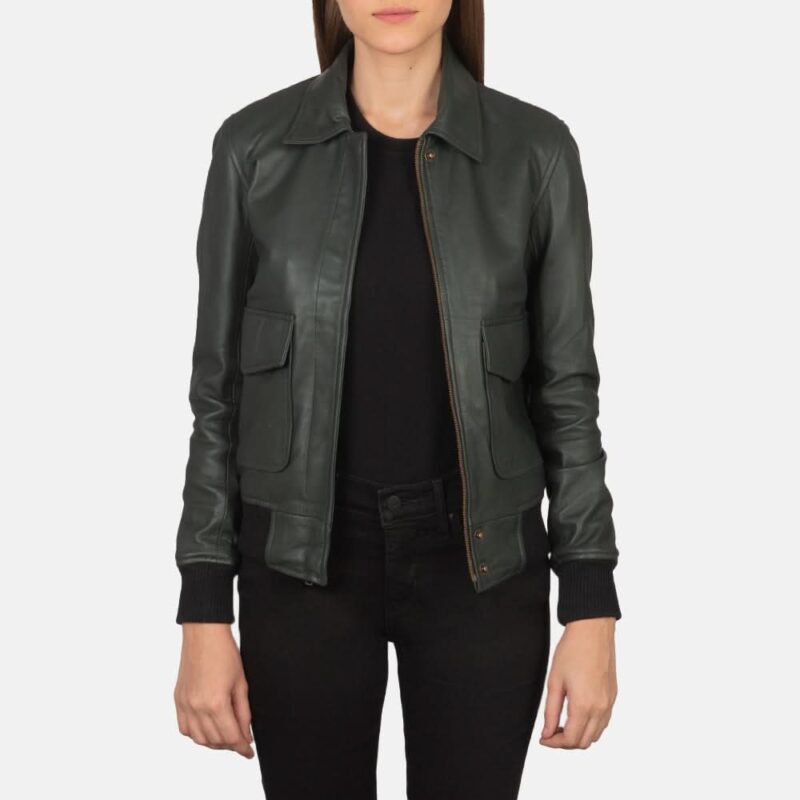 Westa A-2 Green Leather Bomber Jacket - Leather Clan