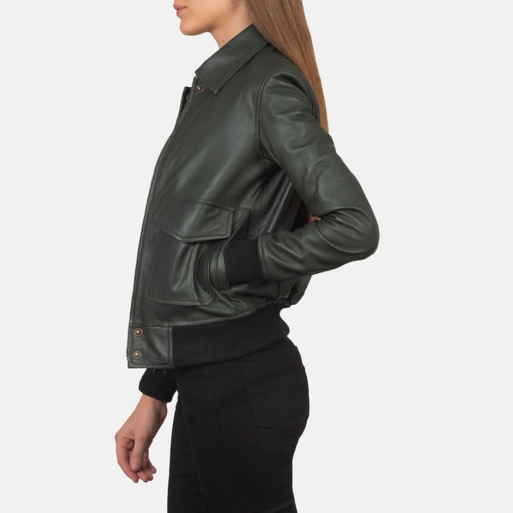 Westa A-2 Green Leather Bomber Jacket - Leather Clan