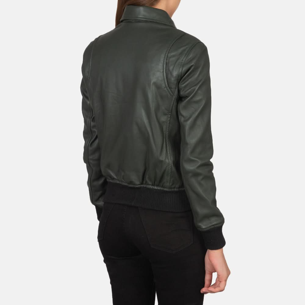 Westa A-2 Green Leather Bomber Jacket - Leather Clan