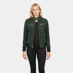 Zenna Green Suede Bomber Jacket - Leather Clan
