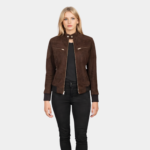 Zenna Mocha Suede Bomber Jacket - Leather Clan