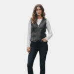 Sienna Women's Braided Leather Zip Front Vest