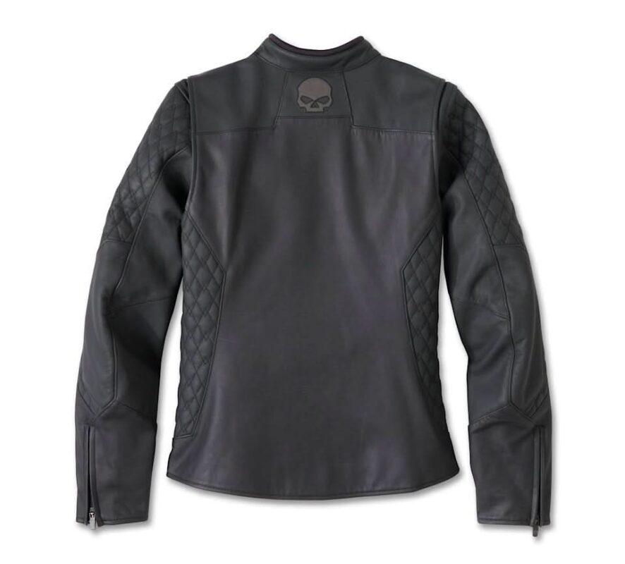 Women's Willie G Skull Graphic Leather Riding Jacket - Leather Clan