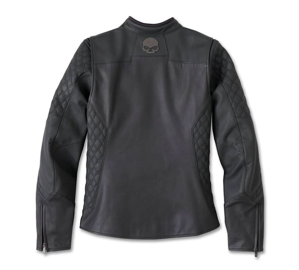 Women's Willie G Skull Graphic Leather Riding Jacket - Leather Clan