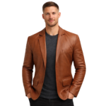 Men's Professional Two-Button Leather Blazer - Bo