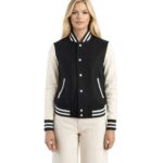 Women's Black & White Hybrid Varsity Jacket ? Svea