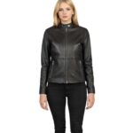 Women's Brown Leather Biker Jacket - Thora