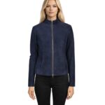 Women's Blue Suede Biker Jacket ? Sigrid