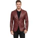 Men's Satin-Lined Leather Blazer - Aage