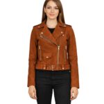 Women's Brown Suede Biker Jacket ? Eira
