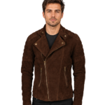 Men's Mocha Suede Biker Jacket - Emil