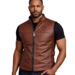 Men's Brown Leather Vest - Vilhelm