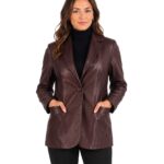 Women's Maroon Leather Blazer ? Annika