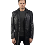 Men's Black Leather Coat - Stein