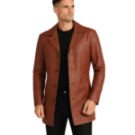 Men's Brown Leather Coat - Stein
