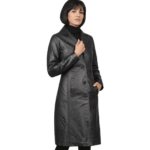 Women's Black Single-Breasted Leather Coat - Ragnhild
