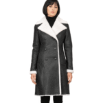 Women's Black Double-Breasted Shearling Coat - Kirsten