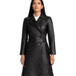 Women's Black Leather Trench Coat - Rikke