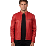 Men's Red Leather Biker Jacket - Valdemar