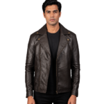 Men's Brown Leather Biker Jacket - Tobias