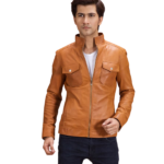 Men's Tan Leather Biker Jacket - Ulrik