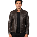 Men's Brown Leather Biker Jacket - Rolf